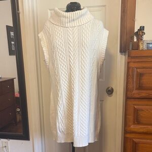 Elegant White Turtleneck tunic dress.